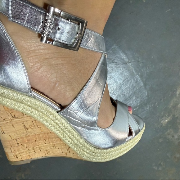 Charles Silver Wedge Sandals - Picture 7 of 8